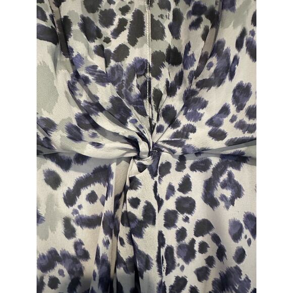 Adrianna Papell Twist Dress High Low Leopard Watercolor Size 2 Purple - Picture 4 of 13